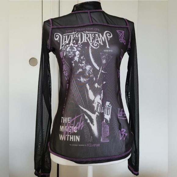 💜🖤Purple and Black Killstar dream mesh top - Picture 2 of 3
